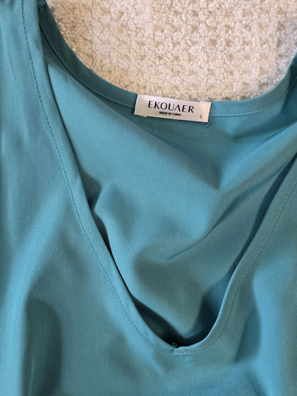 Teal V-Neck Drawstring Tunic Dress Size L - Picture 3 of 6